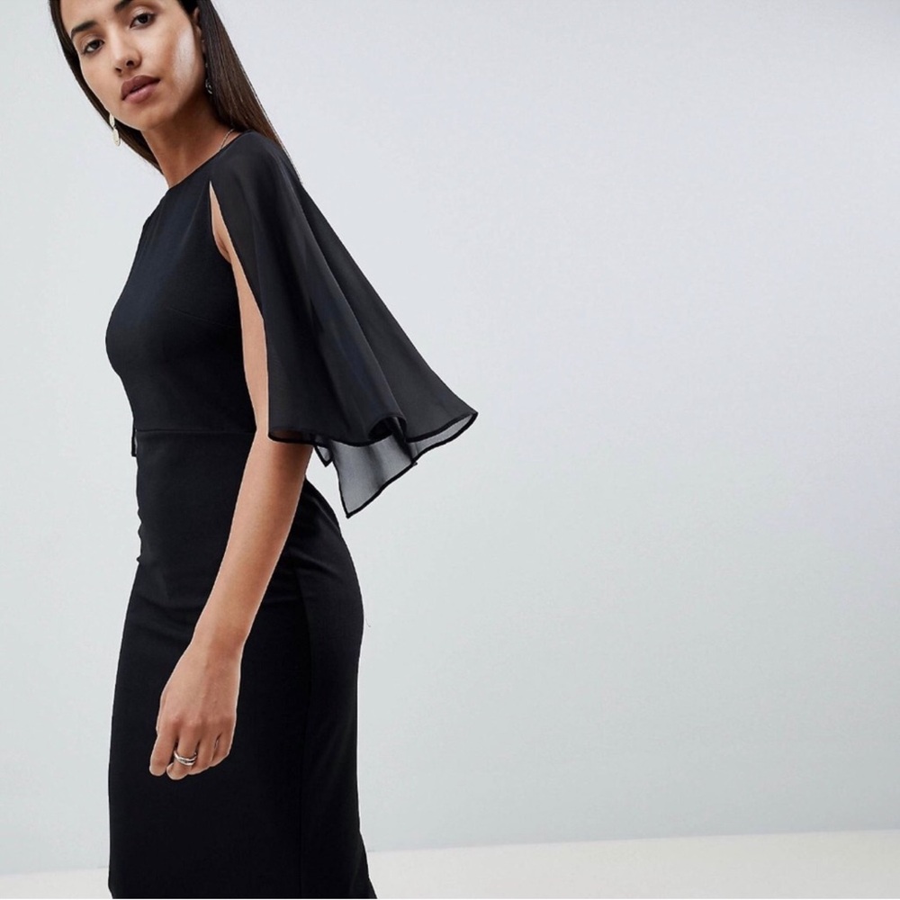 ASOS Design Black Cape Back Pencil Dress